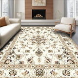 Elegant Area with Vintage Floral Motifs in Warm Beige and Taupe(Beige)