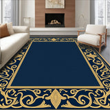 Arabesque Vine Scroll Low Pile Vintage Distressed Style(Blue)