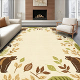 Beige Nursery Highlighting Playful Bear and Woodland Iconography(Beige)