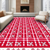 Classic Tartan Holiday Check with Festive Border Motifs(Red)