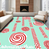 Cane Stripe Doormat with Peppermint Swirl Holiday Design(Red)