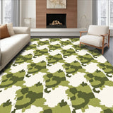 Abstract Watercolor Brushstroke Artistic Distressed Boho Lattice(Green)