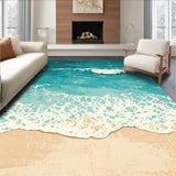 Coastal Ocean Beach Theme No Slip Reversible Patio Deck Backyard(Blue)