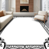 Elegant Border Trellis Interlocking Medallion Lattice Vintage Motif (Black)