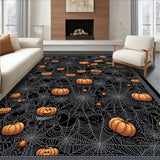 Abstract Spider Web and Pumpkin Motif Round with Gothic Charm(Orange)