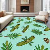 Festive Driftwood Motif with Scattered Shells and Pinecone Details(Green)