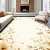 Floral Beige Area Neutral Hues Modern(Beige)
