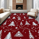 Winter Tree with Crystalline Motifs Seasonal Floor Covering(Red)