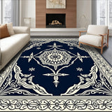 Athens Collection Classic Medallion Border Elegant Decorative(Blue)