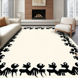 Reindeer Floor Covering with Nordic Forest Theme(Black)