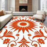 Abstract Sunburst Medallion with Boho Botanical Flourishes (Orange)