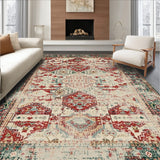 Boho Chic Area Low Pile Abstract Print(Red)