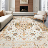 Elodie Collection Elegant Medallion Area with Distressed Vintage Charm(Beige)