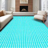 Aqua White Farmhouse Chic Area Rug Geometric Diamond Pattern Patio Carpet(Blue)