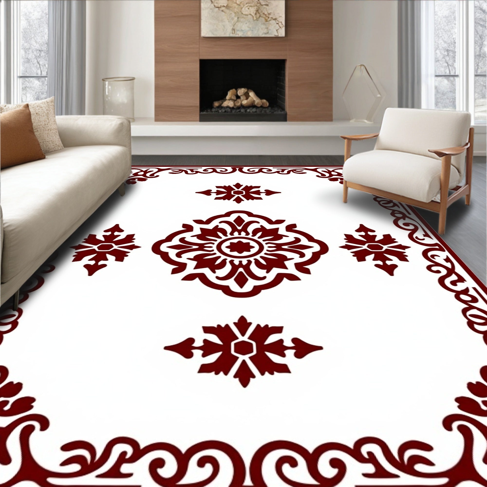 Filigree Design Featuring Botanical Scrollwork and Floral Embellishments (White) - ODIKA