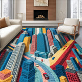 Ultra Soft Area Rug, Non Slip, Stain Resistant, Washable Area Rugs for Living Room, Bedroom, Kids Toy Car Play Rug(Blue)