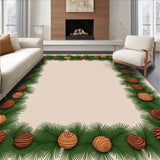 Pine Cone Doormat with Evergreen Branch Border(Green)