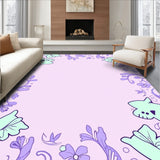 Charming Cartoon Cats Chasing Butterflies with Swirling Floral Vines(Pink)