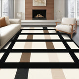Elegant Geometric Striped Area with Black and Beige Contrast(Beige)