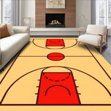 Basketball Court Beige Floor Red Key Brown Lines(Beige)