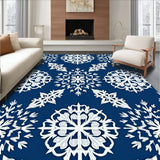 Snowflake Medallion Winter Celebration Low Pile Ornamental Design(Blue)