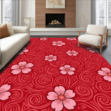 Enchanted Garden Bloom Tapestry With Artistic Swirl(Red)