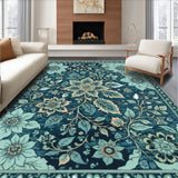 Ultra Soft Area Rug, Non Slip, Stain Resistant, Washable Area Rugs for Living Room, Bedroom, Distressed Medallion Bedroom Carpet in Green and Blue(Blue)