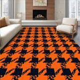 Checkerboard Patio Front Door Welcome Halloween Colors(Orange)