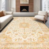 Cozy Beige Boho Floral Medallion Area(Ivory)