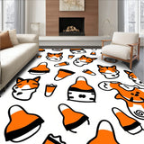Playful Cat Doodles with Abstract Animal Inspired Design and Corn Accents(Orange)