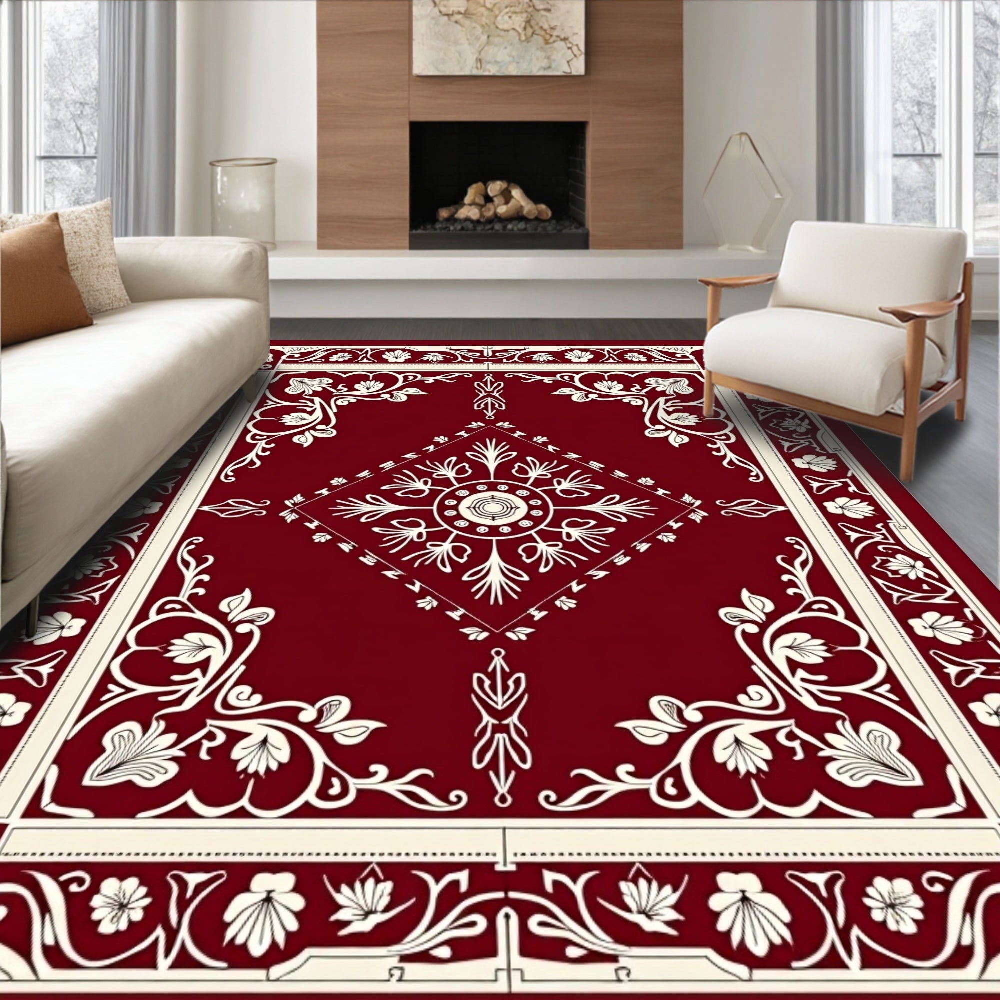 Baroque Garden Lattice with Ornate Blooming Vines (Red) - ODIKA