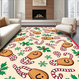 Cane Wonderland with Smiling Biscuit Characters and Winter Motifs(Beige)