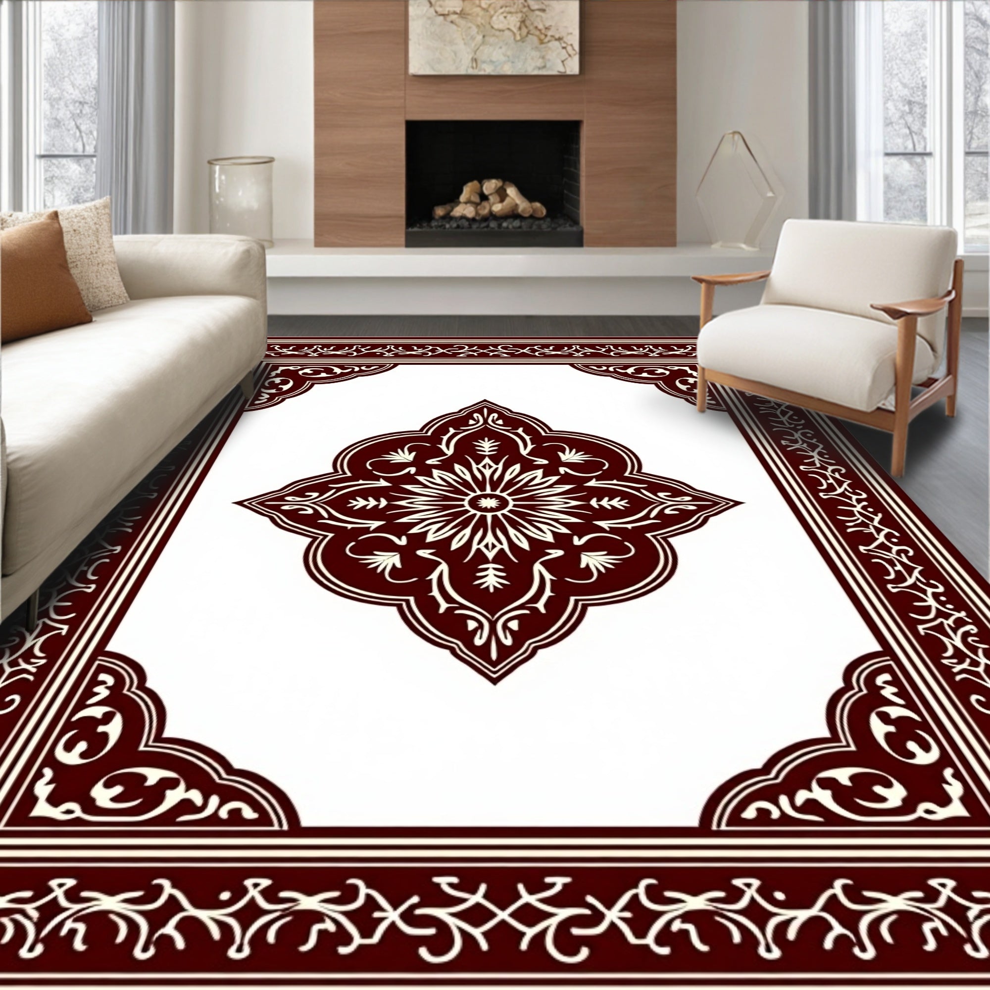 Classic Interlocking Bordered Medallion Mosaic (Brown) - ODIKA