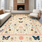 Boho Beige Moth and Butterfly Floral for(Ivory)