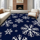 Snowflake Cascade Doormat Featuring Intricate Winter Crystal Motifs(Blue)