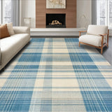 Modern Plaid Area with Irregular Grid Lines and Muted Blue Beige Tones(Beige)