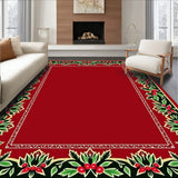 Festive Holly Wreath with Mistletoe Border Accents(Red)