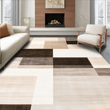 Beige Brown Geometric Non Slip Area Contemporary(Beige)