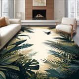 Reversible Balcony with Distinctive Tropical Foliage Print(Beige)