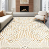 Boho Inspired Lattice Area with Abstract Diamond and Chevron Details(Beige)
