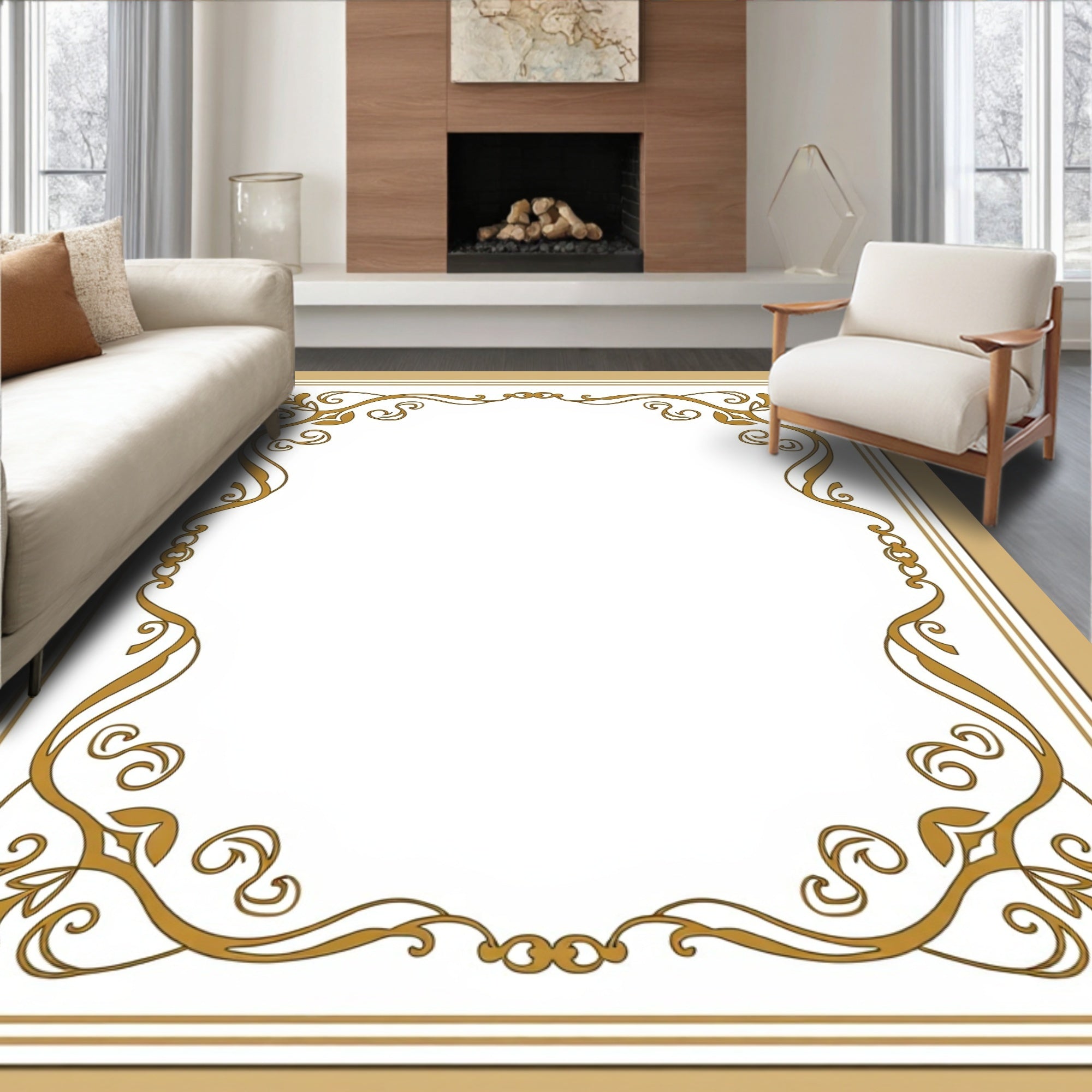 Botanical Vine Scroll with Classic Edge Trim (Gold) - ODIKA