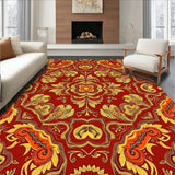 Autumn Medley Interlocking Leaf Motif with Folk Art Accents(Red)