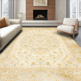 Faded Ornamental Medallion and Layered Motif Borders(Beige)