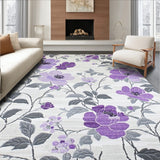 Fantasy Flowers Light Grey & Purple(Purple)