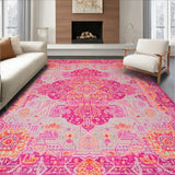 Abstract Boho Swirls and Geometric Shapes with Layered Floral Accents(Magenta)