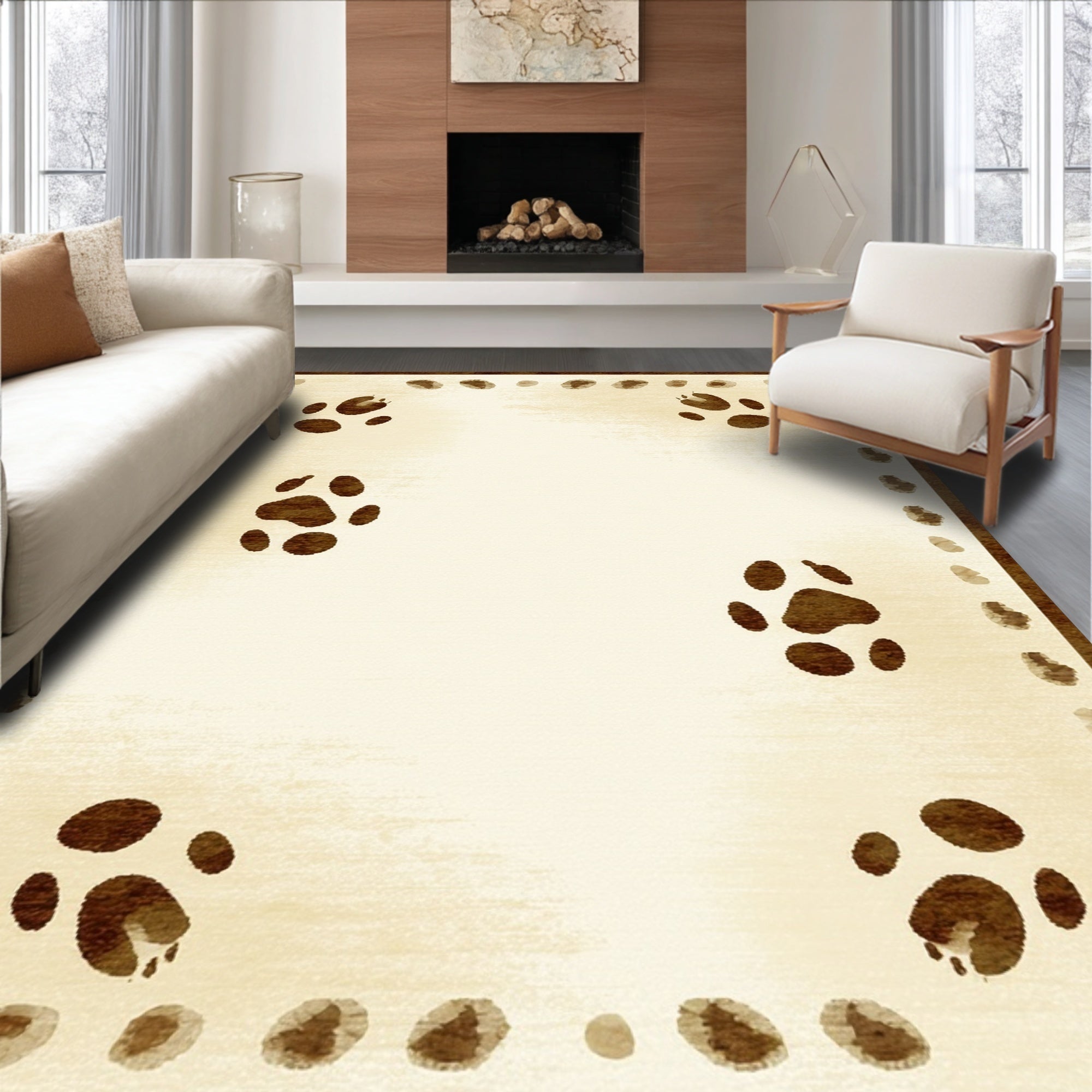 Ultra Soft Area Rug, Non Slip, Stain Resistant, Washable Area Rugs for Living Room, Bedroom, Nature-Inspired Fawn Kitchen Stain-Resistant Runner(Beige)