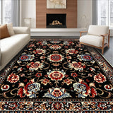 Ultra Soft Area Rug, Non Slip, Stain Resistant, Washable Area Rugs for Living Room, Bedroom, Paisley Floral Thin(Black)