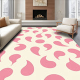 Retro Curved Motif Abstract Minimalist Decorative Floor Covering(Pink)