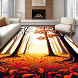 Dreamy Woodland Path Under Glowing Sky(Orange)