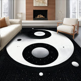 Ultra Soft Area Rug, Non Slip, Stain Resistant, Washable Area Rugs for Living Room, Bedroom, yin yang circle bath(Black)